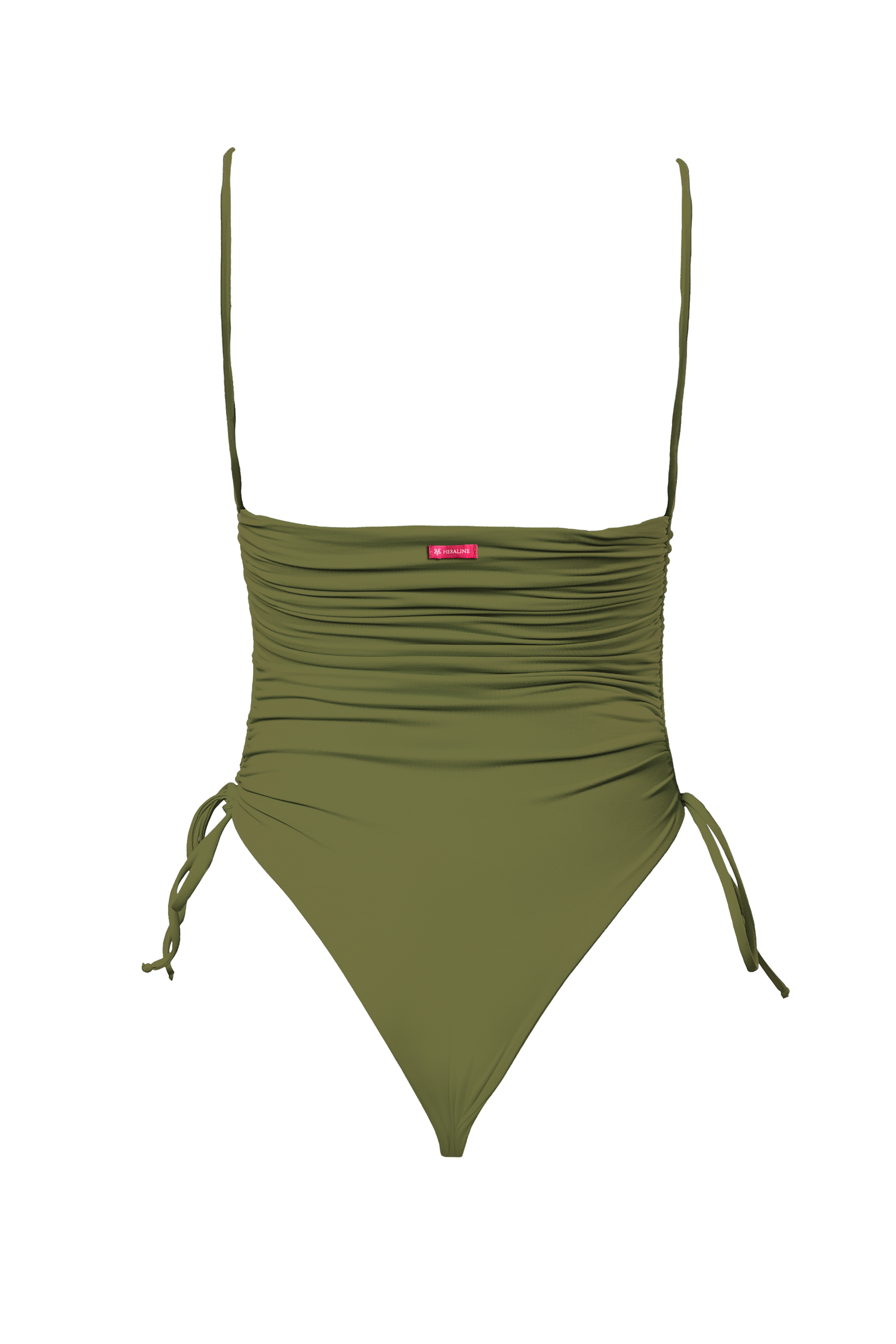 VULCANO SWIMSUIT RUCHÉ - Verde oliva